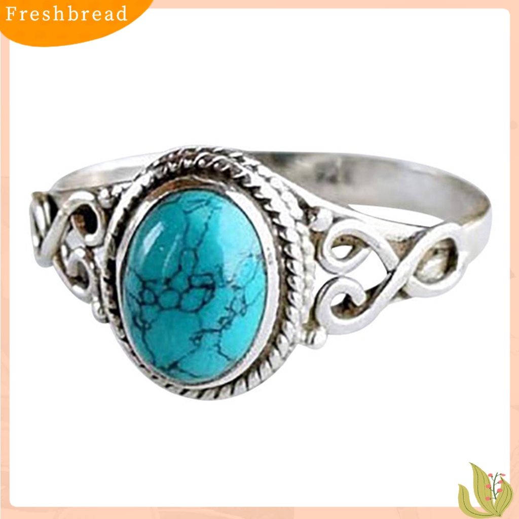 &lt; Freshbread &gt; Wanita Cincin Indah Imitasi Pirus Colorfast Gaya Vintage Women Circlet Finger Decoration