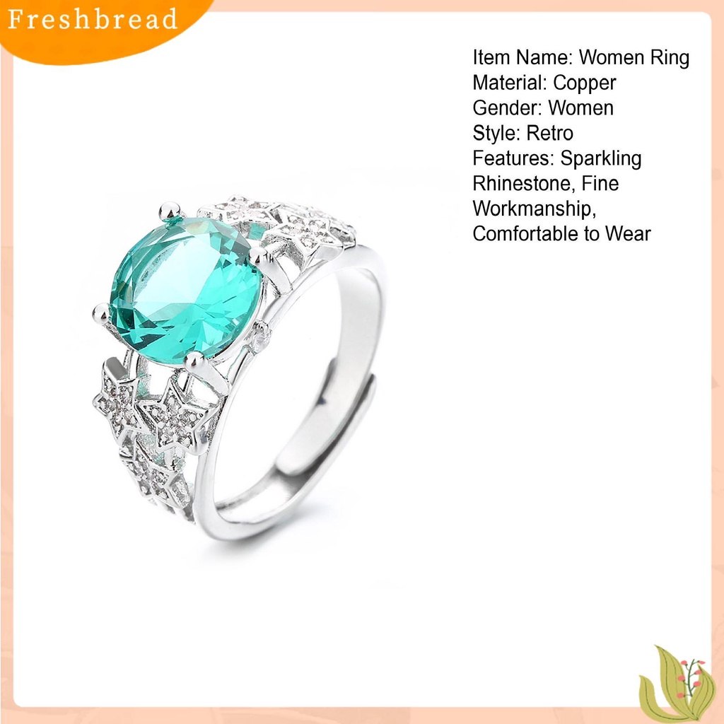 &lt; Freshbread &gt; Wanita Cincin Pembukaan Dapat Disesuaikan Berongga Lima Titik Bintang Retro Hadiah Berlian Imitasi Tertanam Wanita Jari Cincin Perhiasan Fashion