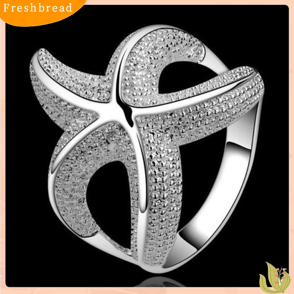 &lt; Freshbread &gt; Fashion Wanita Perak Berlapis Bintang Laut Jari Cincin Pesta Perhiasan Hadiah Ulang Tahun