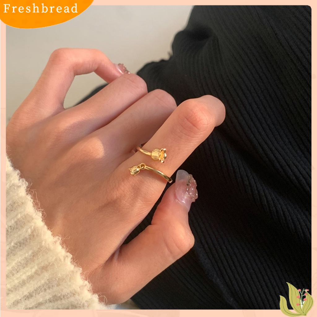 &lt; Freshbread &gt; Finger Band Ukuran Bebas Retro Temperamen Electroplating Polishing Dress Up Tembaga Wanita Bunga Terbuka Cincin Perhiasan Aksesori