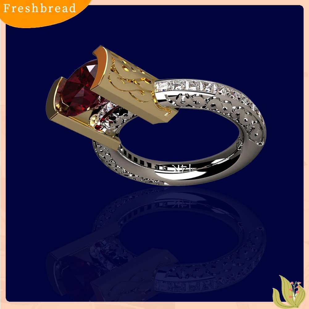 &lt; Freshbread &gt; Fashion Faux Ruby Dual Color Cincin Jari Wanita Perhiasan Pertunangan Pernikahan