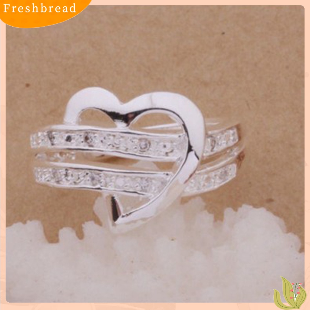 &lt; Freshbread &gt; Cincin Mewah Cantik Bentuk Hati Pertunangan Klasik Bridal Ring Untuk Hadiah