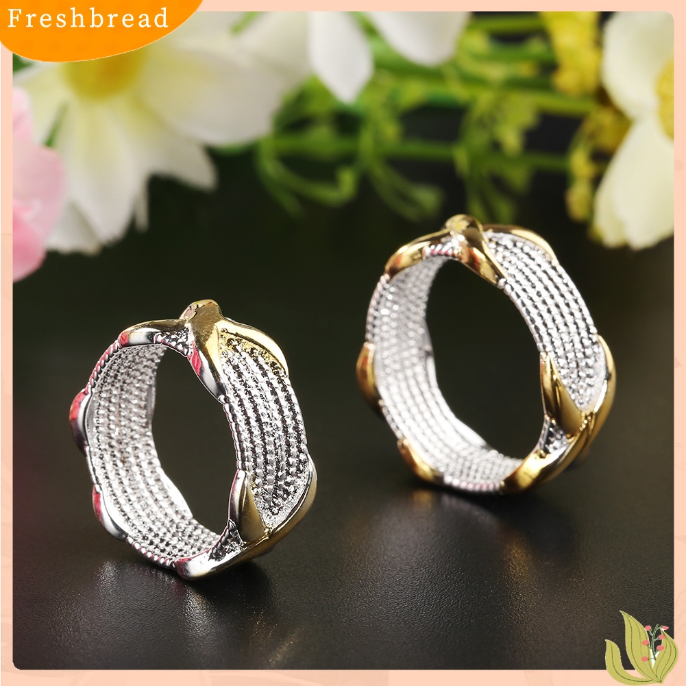 &lt; Freshbread &gt; Cincin Kawin Wanita X Perak Lapis Emas Perhiasan Fashion Ukuran6 7 8 9