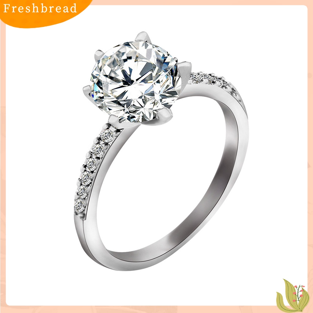 &lt; Freshbread &gt; Wanita Fashion Cubic Zirconia Bertatahkan Jari Cincin Pernikahan Pertunangan Perhiasan Hadiah