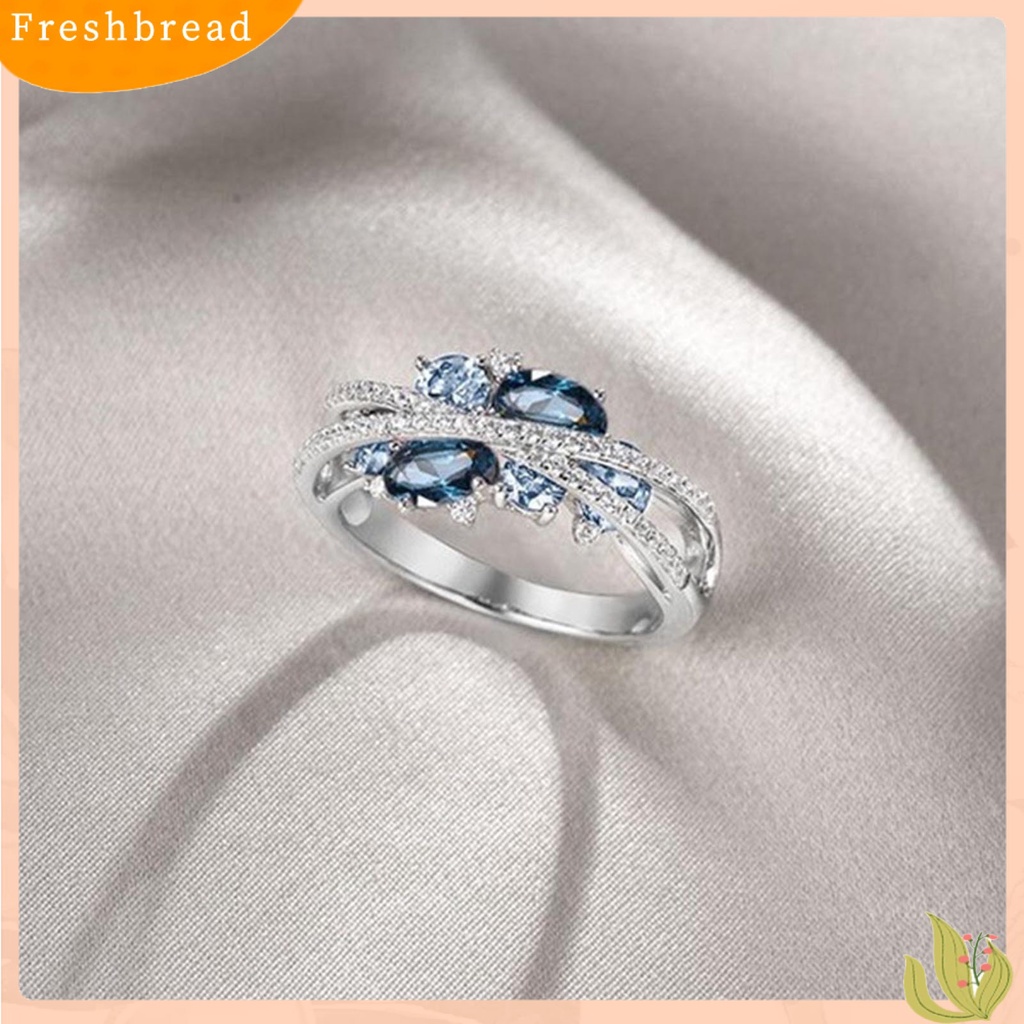 &lt; Freshbread &gt; Cincin Wanita Bentuk X Cubic Zirconia Perhiasan Vintage Bright Luster Ring Untuk Pakaian Sehari-Hari