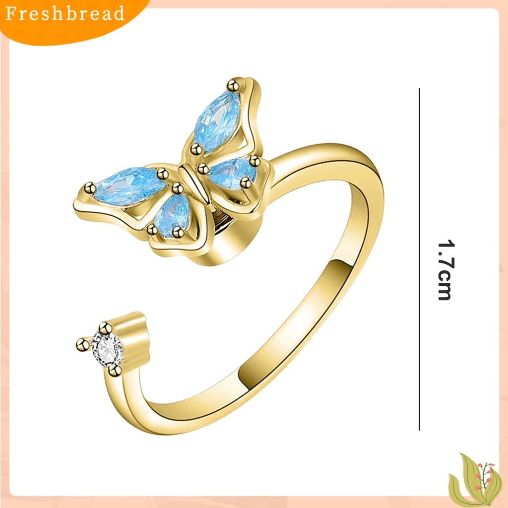 &lt; Freshbread &gt; Cincin Jari Geometris Menawan Niche Electroplating Opening Dekorasi Tidak Luntur Diputar Kupu-Kupu Terbuka Cincin Wanita Perhiasan
