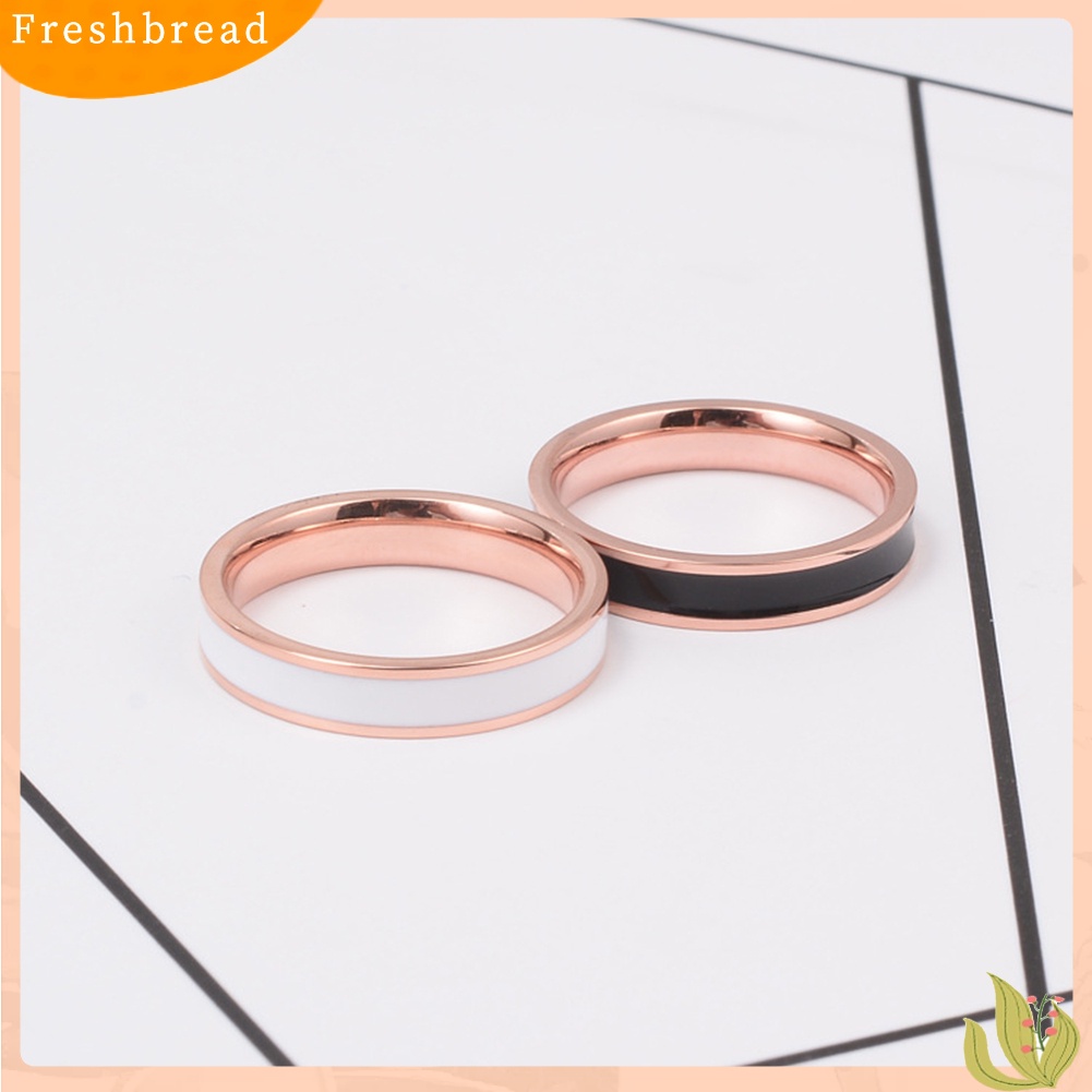 &lt; Freshbread &gt; Fashion Wanita Enamel Baja Titanium Band Jari Cincin Hadiah Perhiasan Pesta Pernikahan