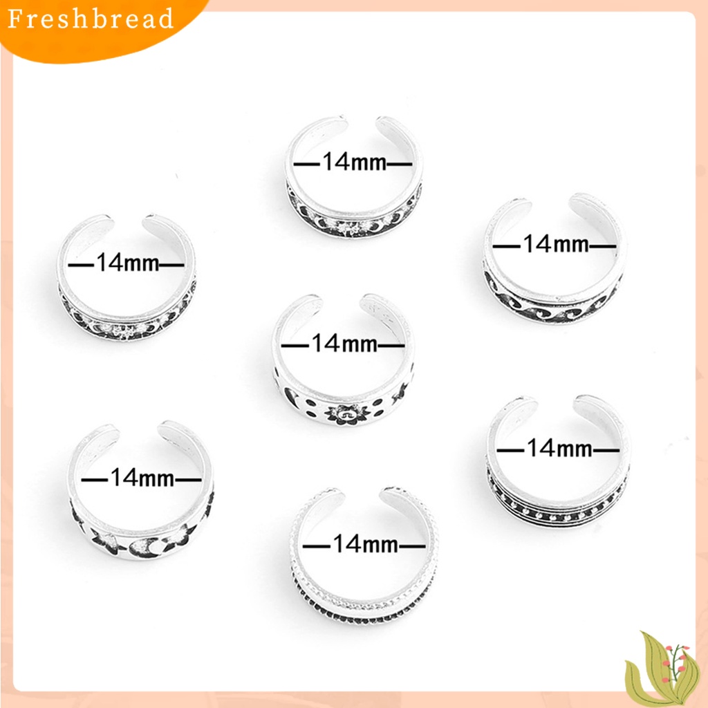 &lt; Freshbread &gt; 7Pcs Cincin Jari Kaki Bulan Bintang Opening Jewelry Bohemian Electroplating Toe Rings Untuk Pantai