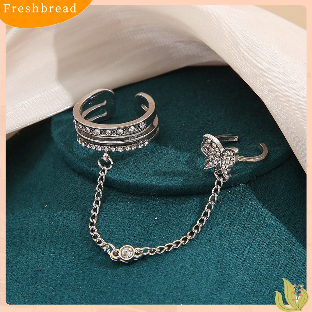 &lt; Freshbread &gt; Jari Cincin Bentuk Indah Paduan Berkilau Upacara Pernikahan Kupu-Kupu Cincin Terbuka Perhiasan Bergaya Hadiah Ulang Tahun