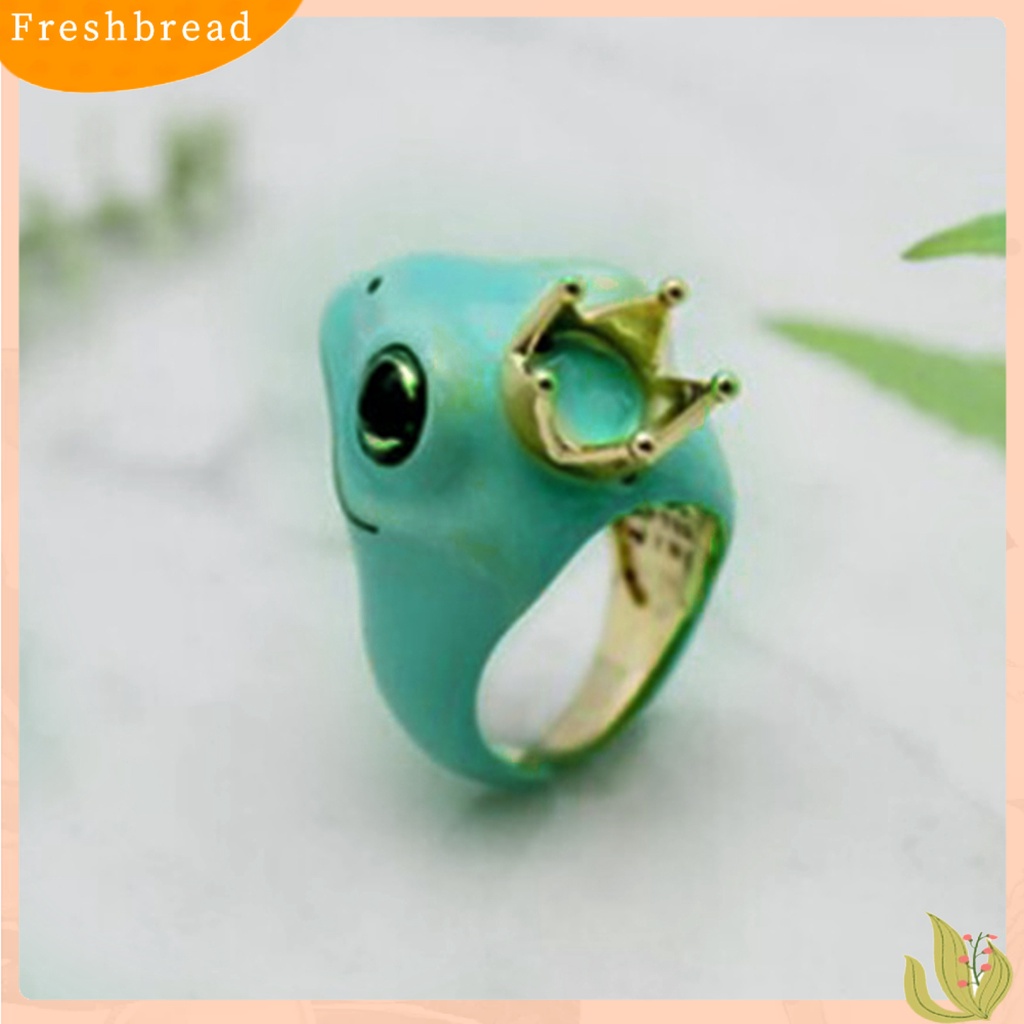 &lt; Freshbread &gt; Cincin Unisex Bentuk Kodok Perhiasan Lucu Kartun Mahkota Jari Ring Untuk Pesta