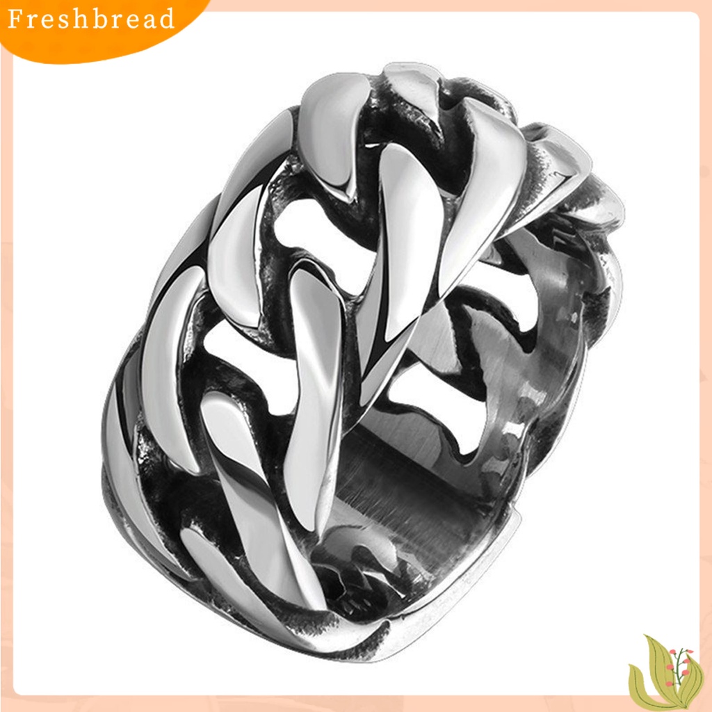 &lt; Freshbread &gt; Cincin Pria Perhiasan Rantai Geometris Electroplated Tahan Lama Ring Untuk Pacaran