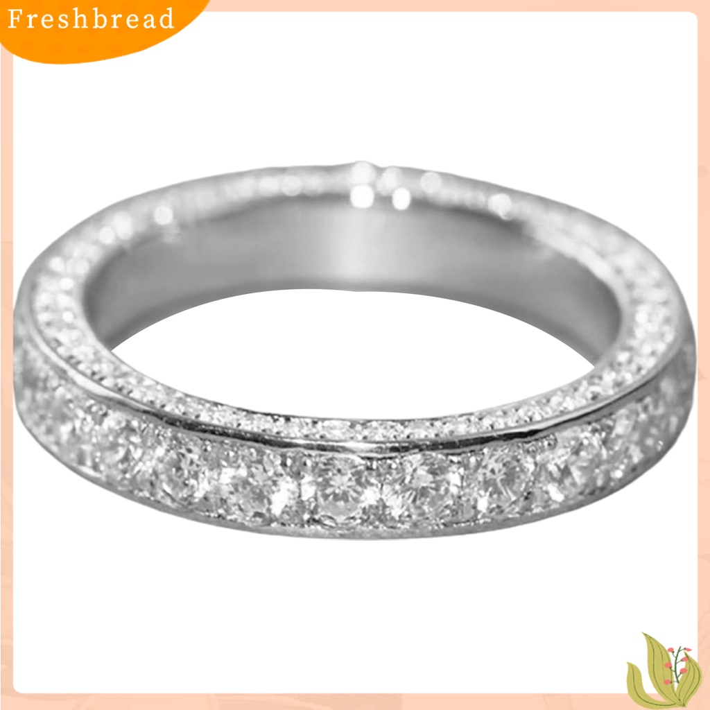&lt; Freshbread &gt; Cincin Kawin Full Berlian Imitasi Fashion Finger Band Perhiasan Aksesori Wanita Bertatahkan Indah Untuk Pesta