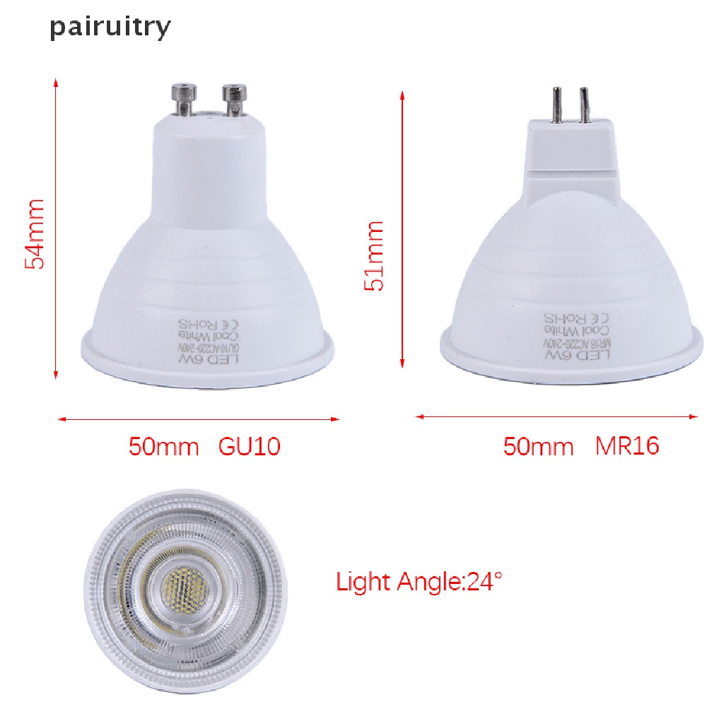 Prt Dimmable GU10 COB Lampu Sorot LED 6W MR16 Bulbs Light 220V Putih Lampu Down Light PRT