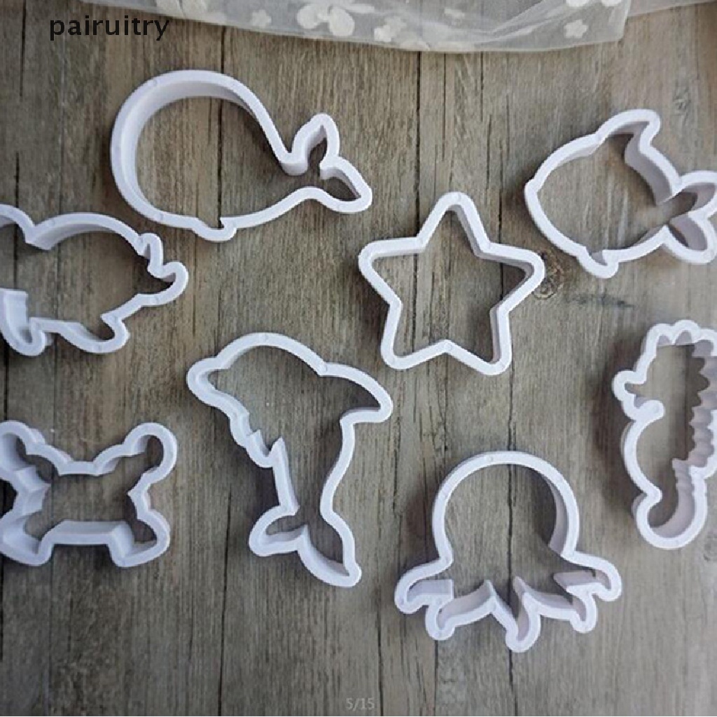 Prt 8pcs Pemotong Hewan Ikan Laut Sugarcraft Cake Decorag Cookies Cetakan Kue Kering PRT