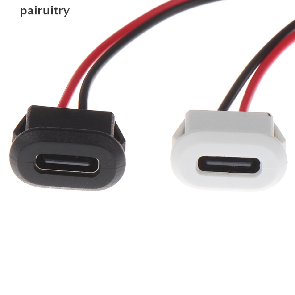 Prt 2Pin USB-C TypeC Konektor USB Tahan Air Kompresi Langsung Female Base Female Socket Charging Interface Dengan Kawat Las Soket Tahan Air PRT