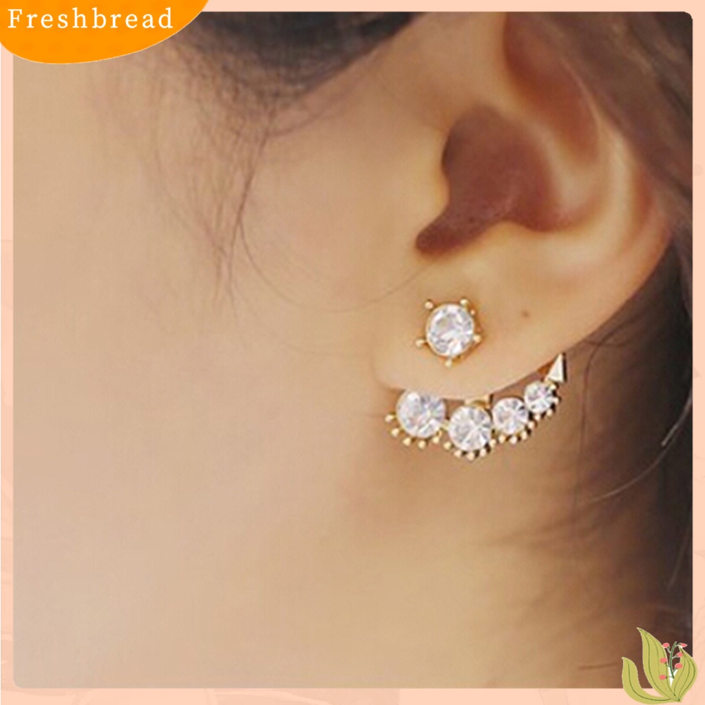 &lt; Freshbread &gt; Ear Stud Asimetris Fashion Giwang Telinga Mutiara Imitasi Dengan Berlian Imitasi Untuk Wanita