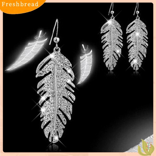 &lt; Freshbread &gt; Wanita Retro Boho Alloy Bulu Berlian Imitasi Eardrops Pesta Kait Menjuntai Anting