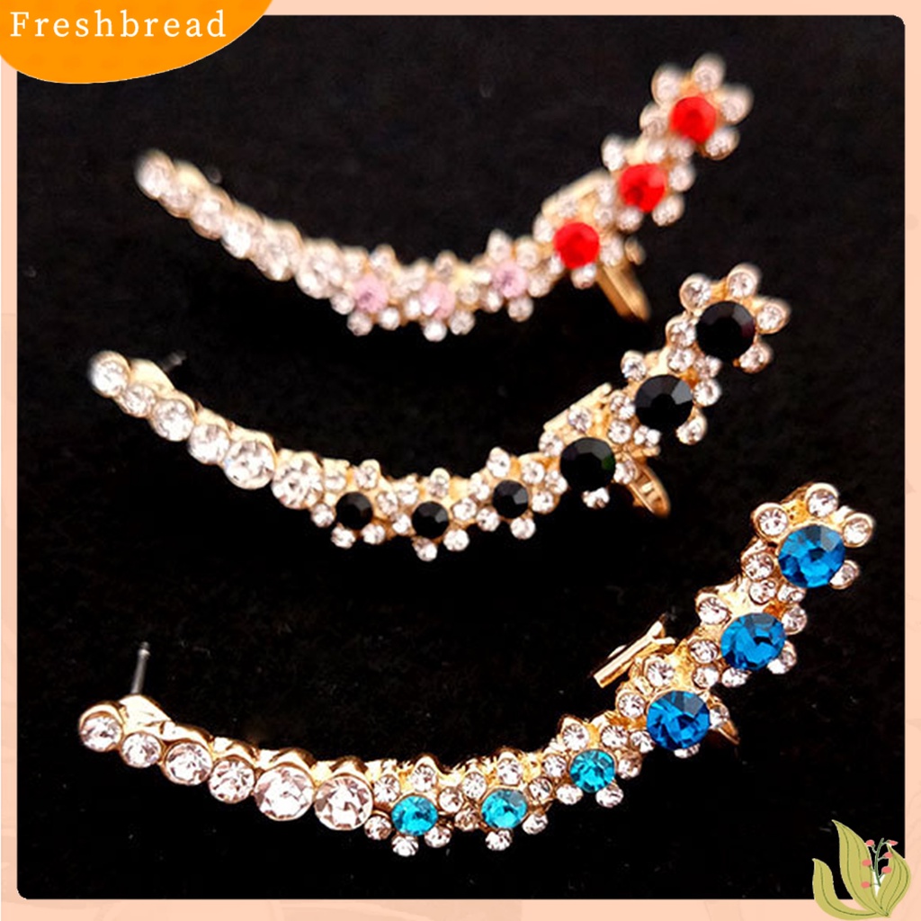 &lt; Freshbread &gt; 1Pc Tindik Terintegrasi Klip Telinga Gadis Kepingan Salju Berlian Imitasi Stud Anting Perhiasan Accesories