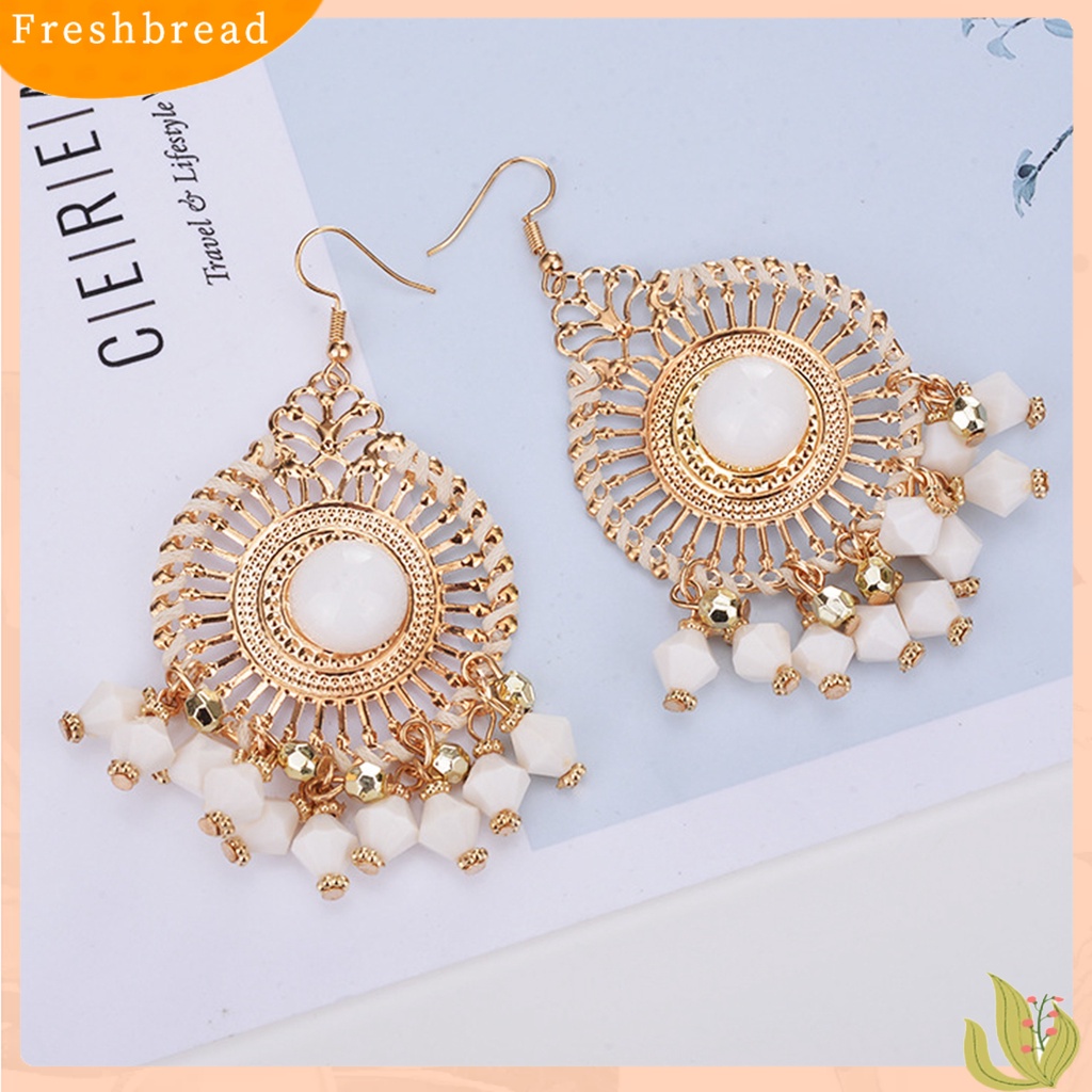 &lt; Freshbread &gt; 1pasang Wanita Anting Kait Warna-Warni Etnik Anti-Cacat Gaya Bohemia Rumbai Drop Earrings Perhiasan Wanita