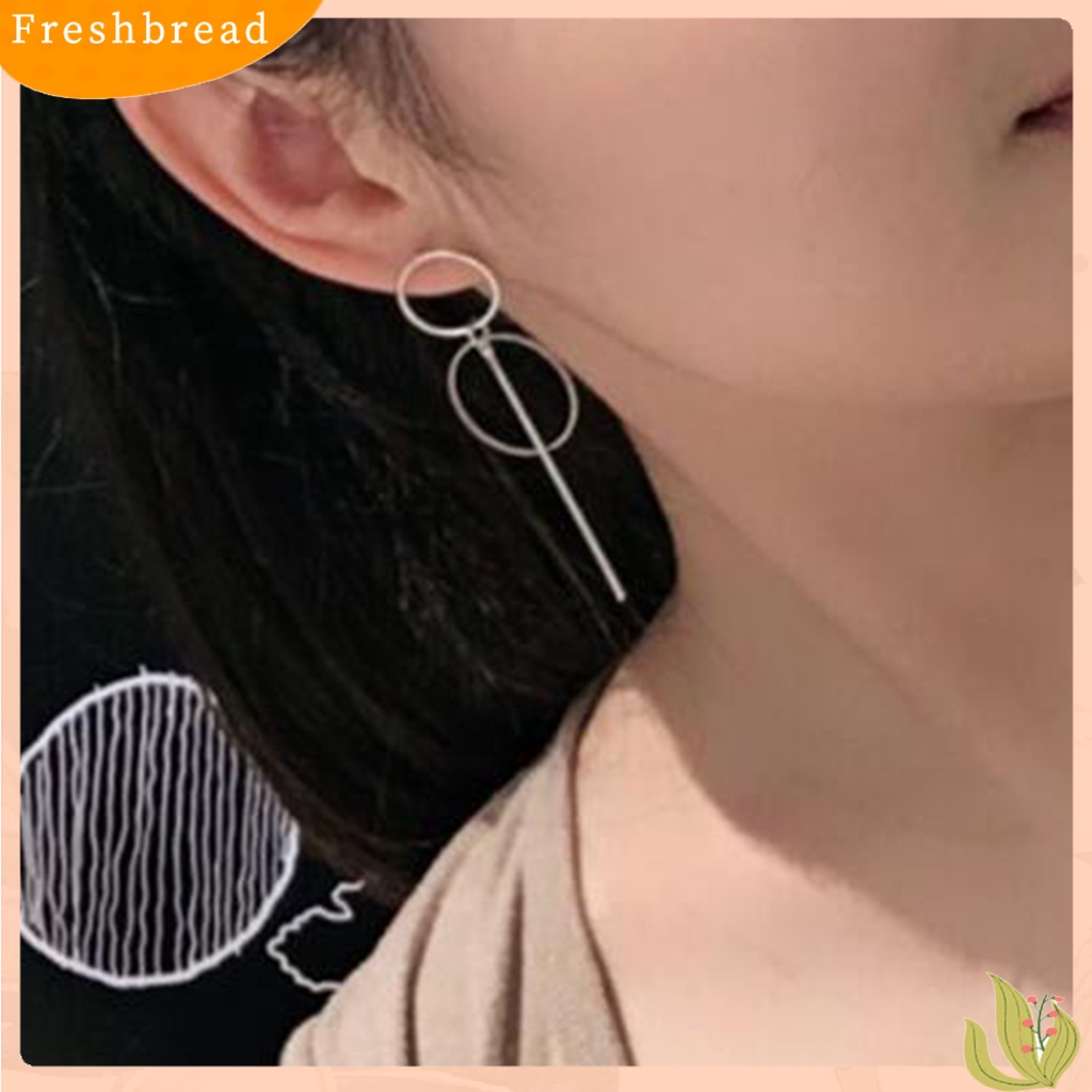 < Freshbread > Wanita Anting Alloy Geometris Lingkaran Ganda Rumbai Panjang Menjuntai Ear Studs Earrings Perhiasan Untuk Pesta