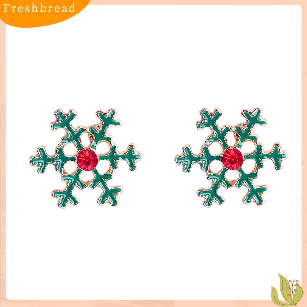 &lt; Freshbread &gt; Wanita Kreatif Natal Snowflake Candy Cane Stud Earrings Perhiasan Pesta Xmas