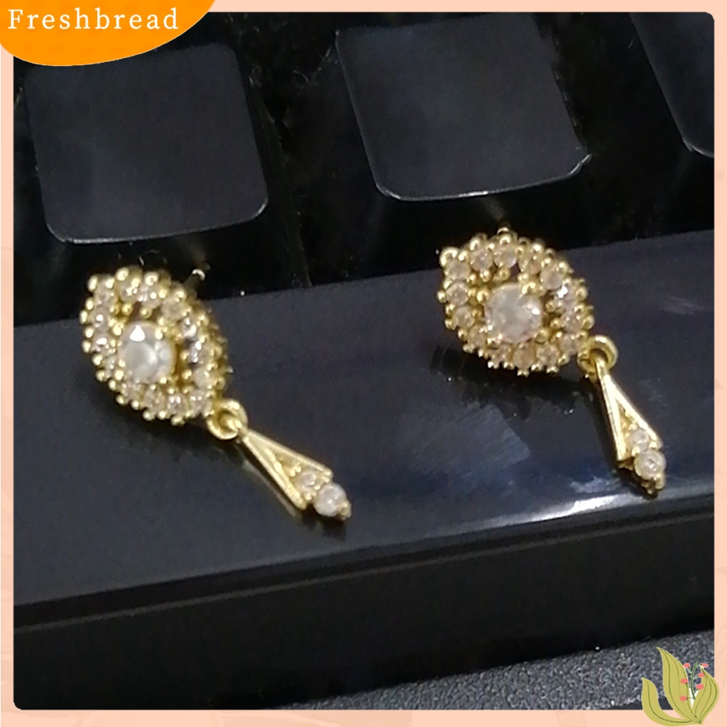 &lt; Freshbread &gt; 1pasang Oval Zirconia Kubik Wanita Anting Hadiah Rumbai Chic Telinga Studs Klasik Perhiasan