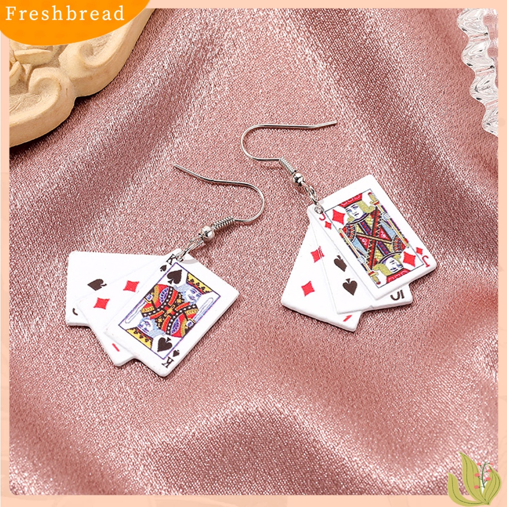 &lt; Freshbread &gt; 1pasang Anting Menjuntai Bermain Kartu Bentuk All Match Wanita All Match Ringan Lucu Anting Kait Untuk Pakaian Sehari-Hari