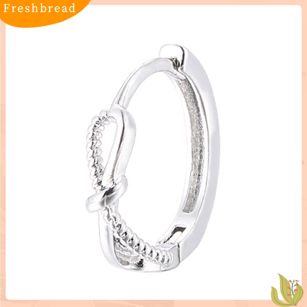 &lt; Freshbread &gt; 1Pc Anting Hoop Temperamen Elegan Dipoles Hypoallergenic High-gloss Fashion Perhiasan Tembaga Memutar Simpul Wanita Huggie Earring Untuk Pacaran