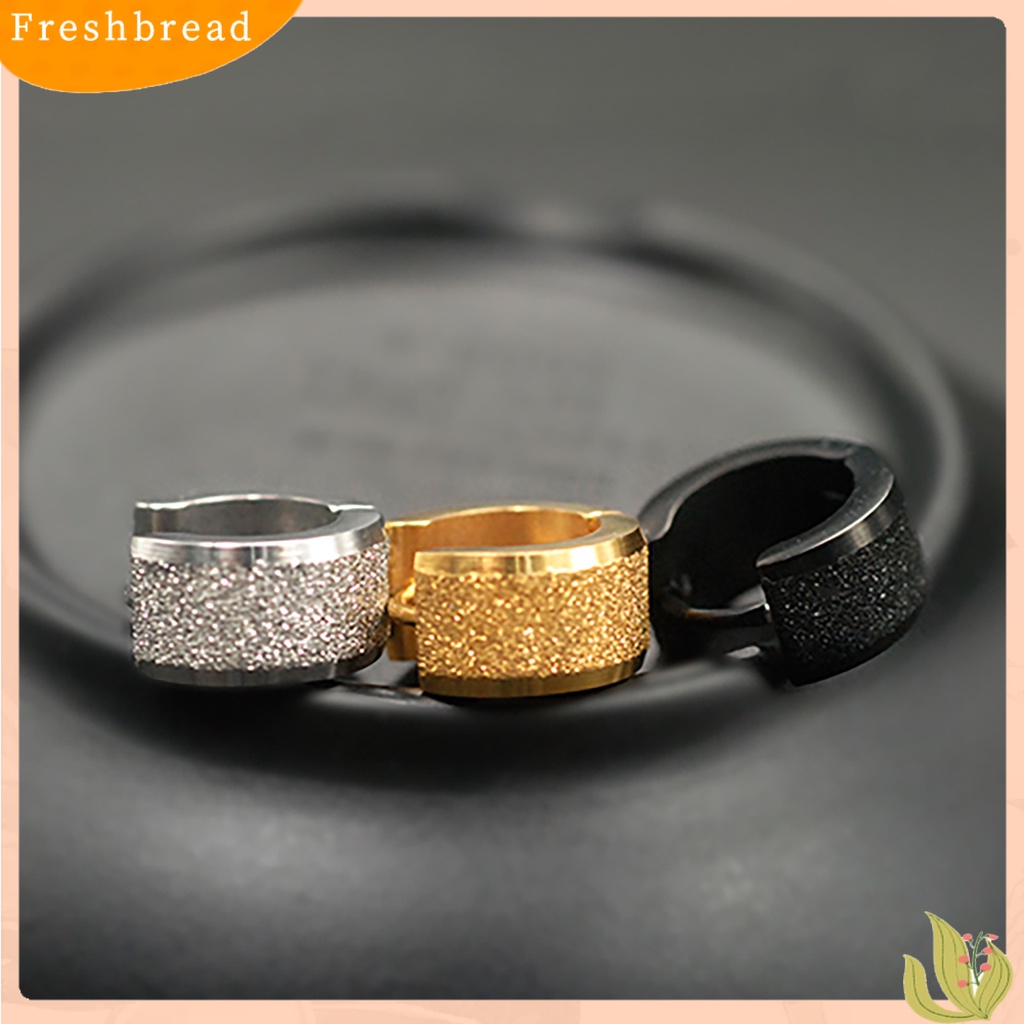 &lt; Freshbread &gt; 1pasang Anting Hoop Huggie Earrings Baja Titanium Kusam Pria Wanita