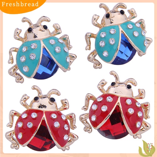 &lt; Freshbread &gt; Wanita Lucu Ladybird Bentuk Berlian Imitasi Ear Stud Beetle Ladybug Hadiah Anting