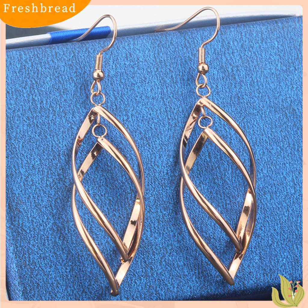 &lt; Freshbread &gt; 1pasang Anting Kait Spirals Belah Ketupat Perhiasan Halus Tahan Lama Drop Earrings Untuk Pakaian Sehari-Hari