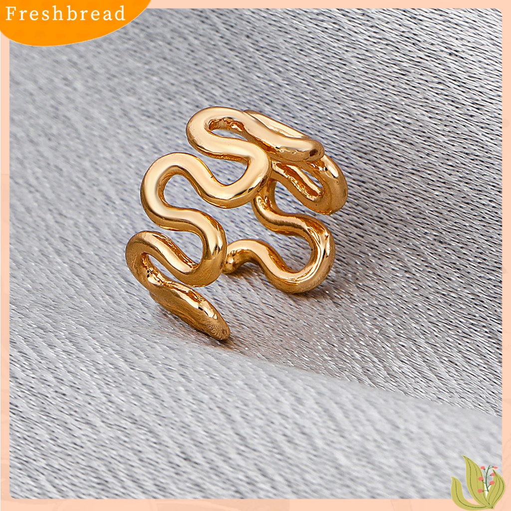 &lt; Freshbread &gt; 1Pc Klip Telinga Bentuk C Yang Tidak Teratur Paduan Berongga Tanpa Tindik Klip Anting Perhiasan Fashion