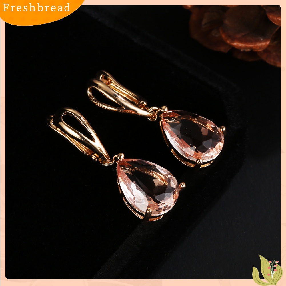 &lt; Freshbread &gt; Christmas Lady Teardrop Faux Gemstone Hias Menjuntai Leverback Earrings Hadiah Xmas