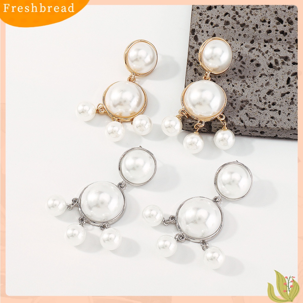 &lt; Freshbread &gt; 1pasang Drop Earrings Vintage Berlebihan Elegan Geometris Semua Pertandingan Dekorasi Hadiah Wanita Mutiara Imitasi Rumbai Menjuntai Earrings Perhiasan Untuk Pacaran