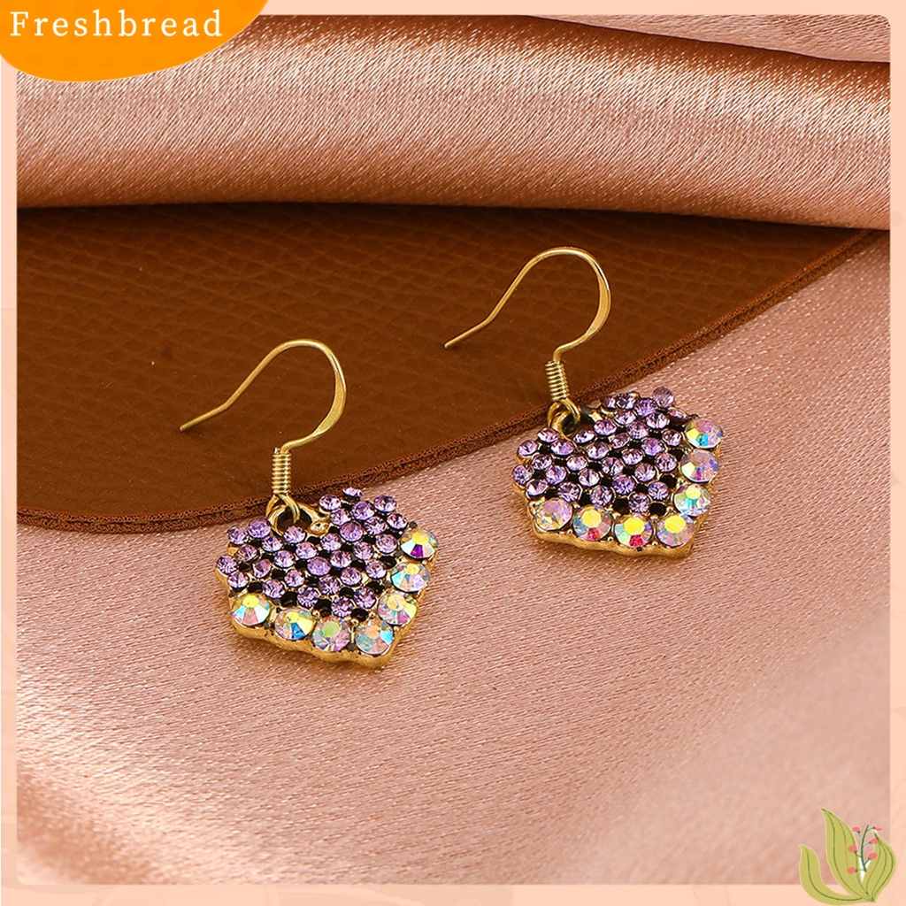 &lt; Freshbread &gt; 1pasang Anting Kait Liontin Hati Berlian Imitasi Berwarna Manis Drop Earrings Untuk Pesta Prom Pernikahan