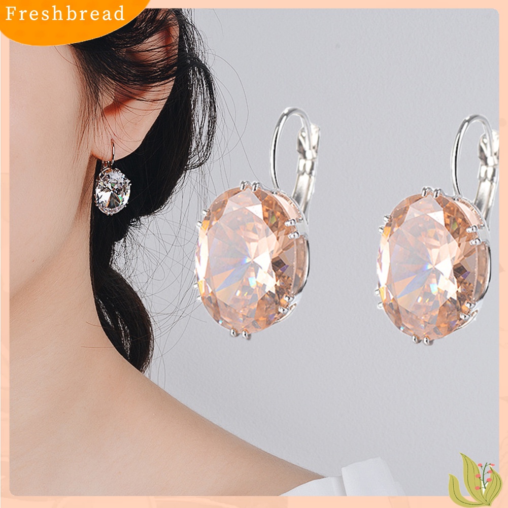 &lt; Freshbread &gt; Wanita Fashion Cubic Zirconia Menjuntai Huggie Anting Tindik Pesta Perhiasan Hadiah