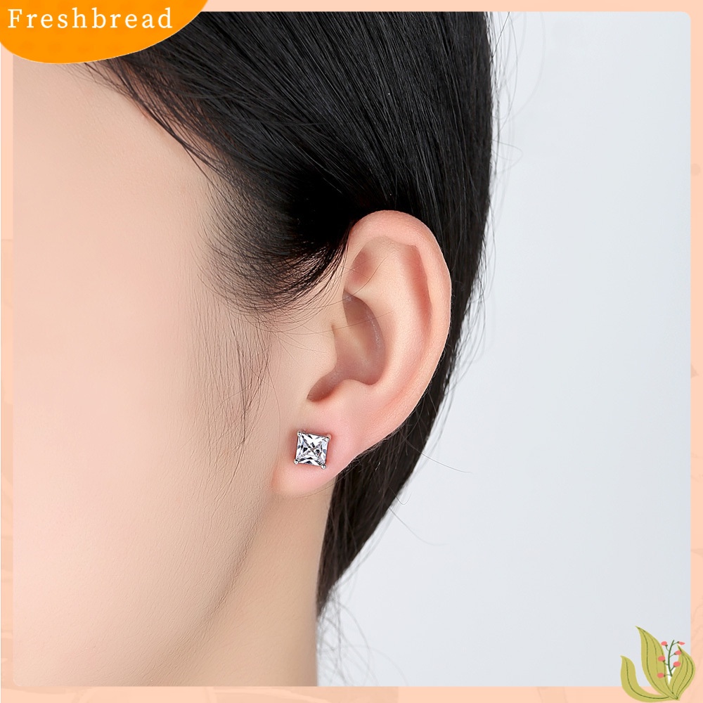 &lt; Freshbread &gt; Fashion Wanita Persegi Cubic Zirconia Hias Telinga Stud Anting Pesta Perhiasan Hadiah