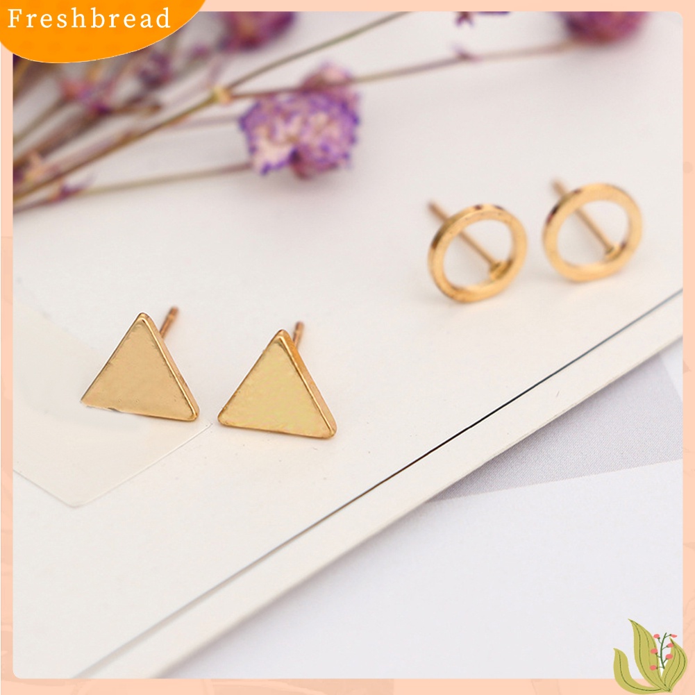 &lt; Freshbread &gt; 8Pcs/Set Mode Geometris Persegi Segitiga Lingkaran Telinga Stud Anting Wanita Hadiah