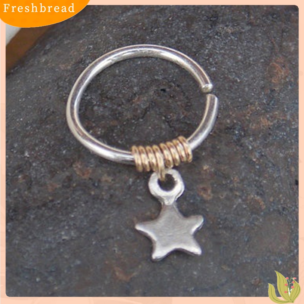 &lt; Freshbread &gt; 1pc Cincin Lady Tembaga Alloy Bintang Liontin Tulang Rawan Hoop Piercing Telinga Atas Stud