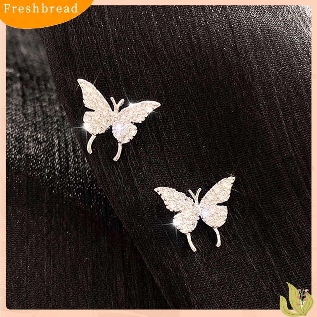 &lt; Freshbread &gt; Wanita Kupu-Kupu Anting Shiny Ear Clip Stud Pesta Pernikahan Perhiasan Aksesori Hadiah