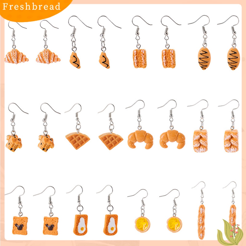 &lt; Freshbread &gt; 1pasang Anting Drop Roti Lucu Perhiasan Tahan Lama Cerah Luster Hook Earrings Untuk Pakaian Sehari-Hari