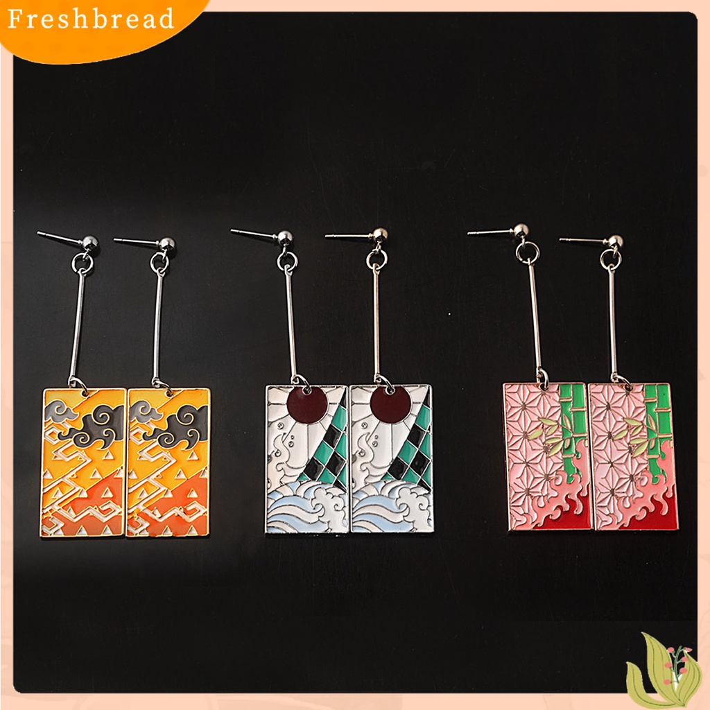 &lt; Freshbread &gt; Demon Slayer Ghost Blade Pendant Anime Ear Stud Earclip Anting Perhiasan Cosplay