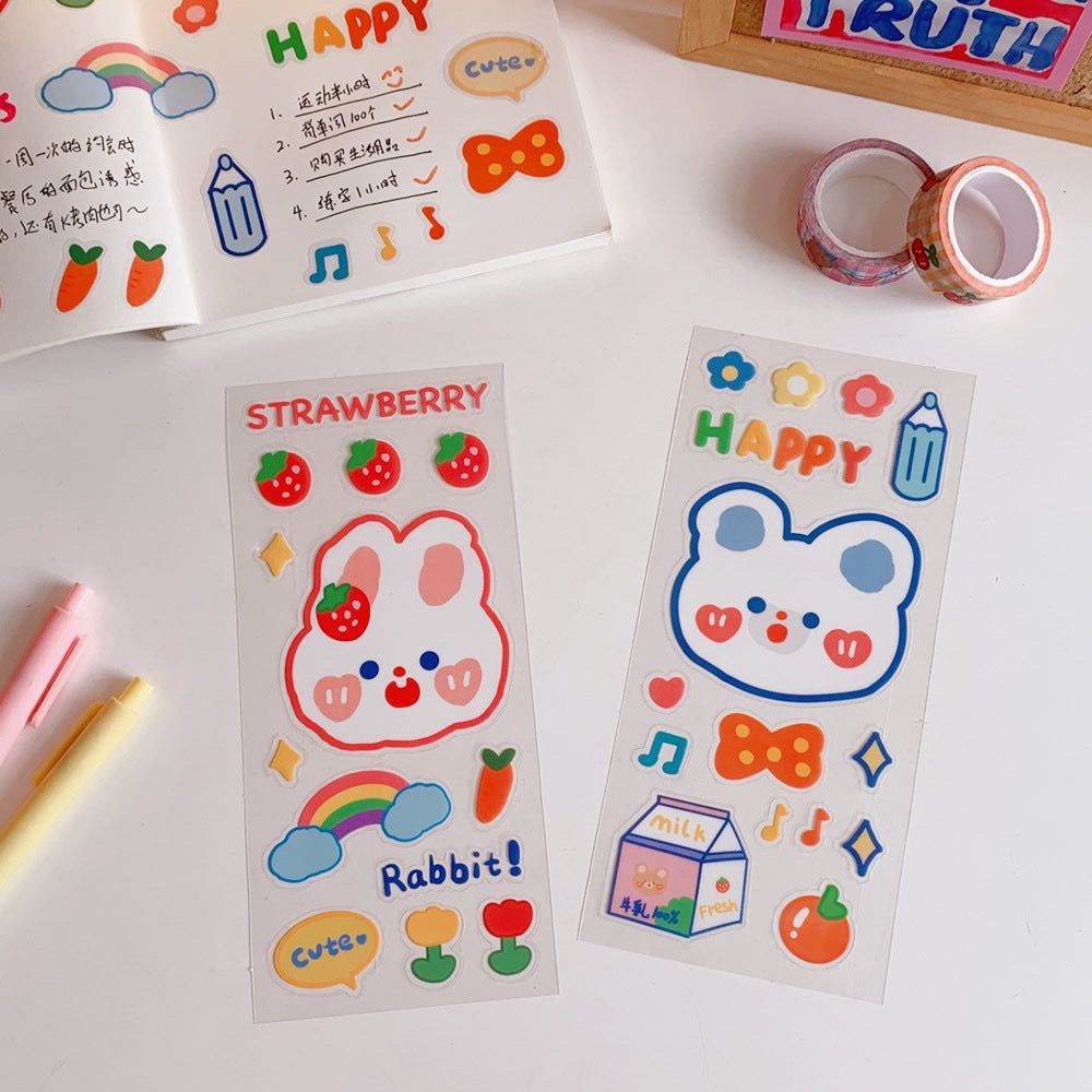 

Stiker kartun lucu Korea/PET stiker tahan air transparan