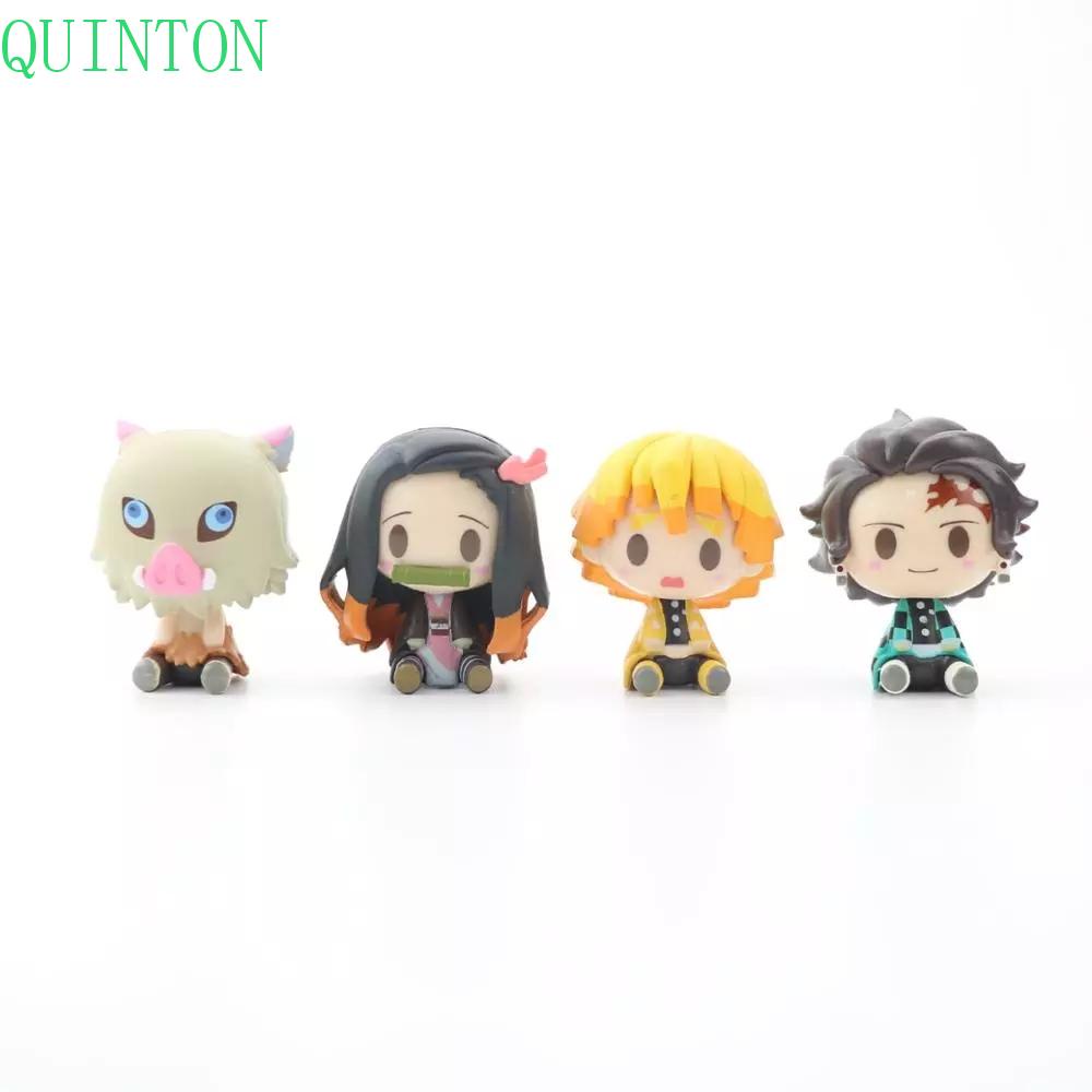 QUINTON Cute Figure Model Hashibira Inosuke Sleeping Action Model Toy Agatsuma Zenitsu Kamado Tanjirou Q Version Demon Slayer 4 Style/Set Japan Anime Anime Model