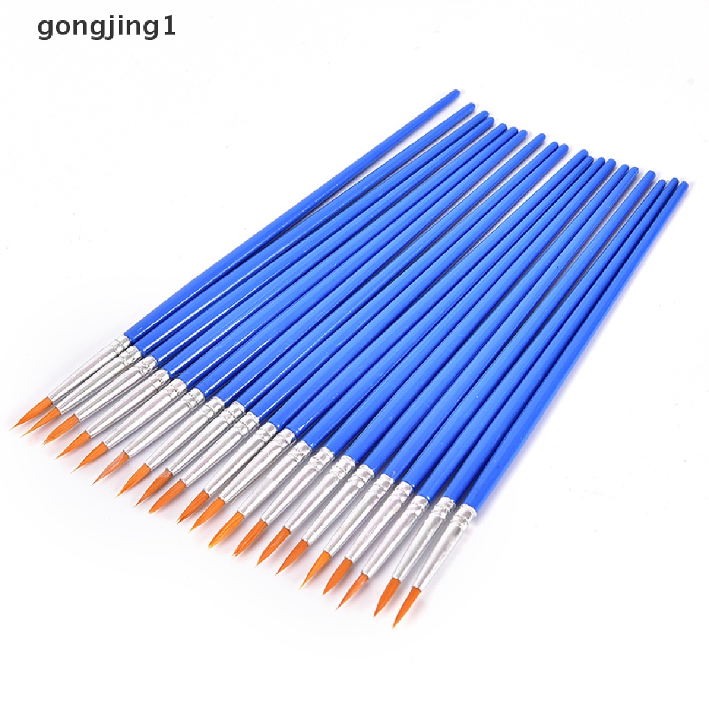 Ggg 10Pcs Nylon Rambut Artis Kuas Cat Air Acrylic Bulat Halus Tangan Titik Tip 10x Ujung Runcing Bulat Nilon Rambut Artis Kuas Cat Water Color Pager Pens Titik Bulat 10Pcs