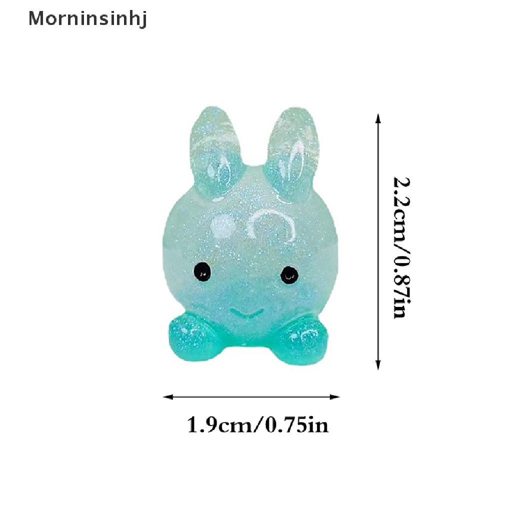 Mornin 5PC Luminous Mini Kartun Resin Kelinci Mainan Dekorasi Taman Rumah Resin Aksesoris Untuk Perhiasan Bahan Crafg Ch id