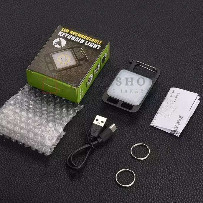 Lampu Senter 820 COB Mini Gantungan USB Rechangeable Type C Keychain Lamp Flashlight