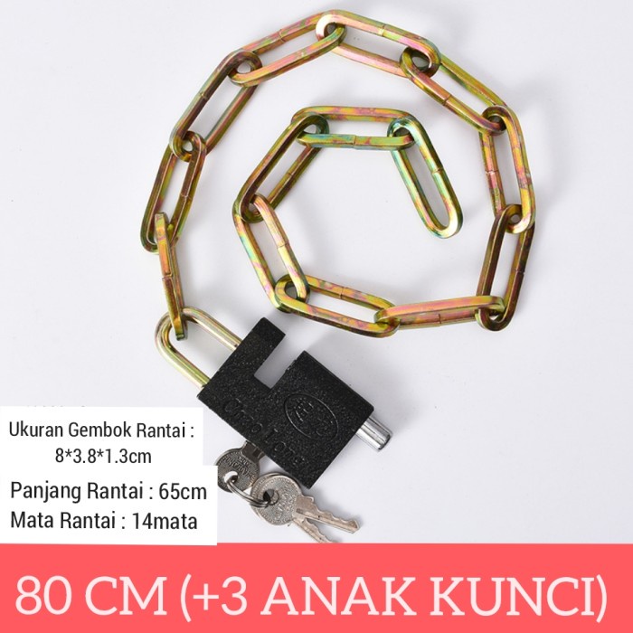 Kunci Gembok Rantai Rante Silver Sepeda Motor Honda Pintu Pagar Helm
