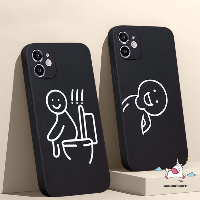 Redmi 12C 9a1 10 11 9A 9T 9C NFC Note10 9 8 10Pro 10s 10 Pro Plus Poco M4 F4 M5 M3 Pro F3 X3 Pro M3 MI 10 11 Lite 10T Karakter Garis Lucu Imut Couple Soft Case Tepi Lurus
