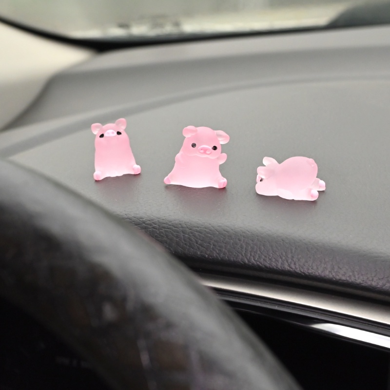 Kreatif Dashboard Mobil Mini Pink Kecil Babi Ornamen Resin/Otomotif Hias Boneka Piglet Lucu/DIY Aksesoris Interior Kendaraan